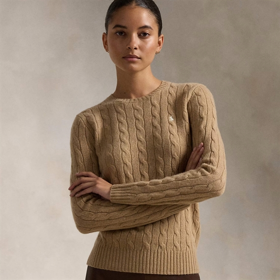 Polo Ralph Lauren Wool-Cashmere Cable Sweater, Camel Melange 